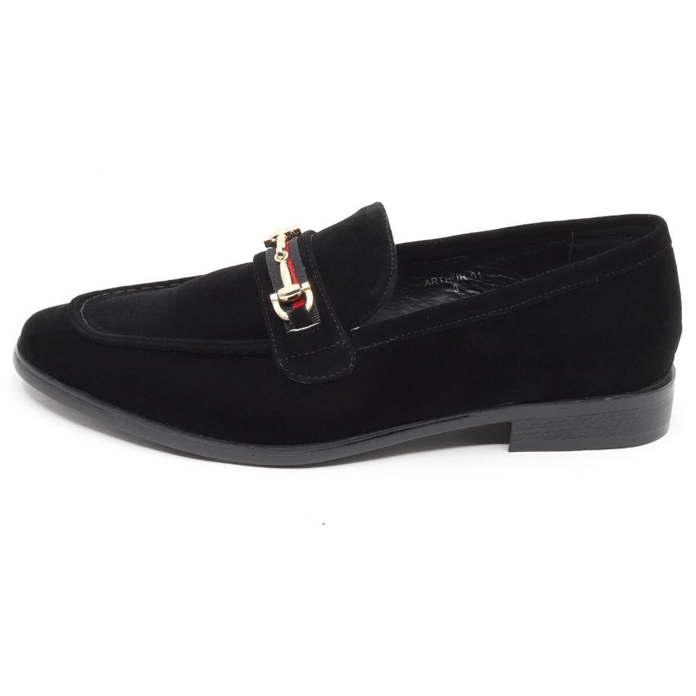 Black Men's Vintage Velvet Designer Classic Dress Tuxedo Loafers Shoes - Picture 2 of 6